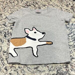 “Hanna Andersson” Gray Kids Shirt with Dog Design, Short Sleeved, Adorable!, EUC